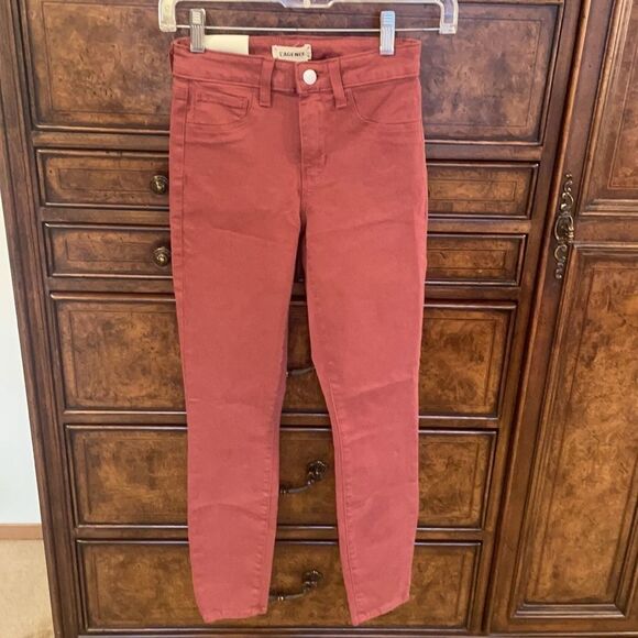 L’AGENCE Margot  woman’s light maroon high rise skinny jeans - Picture 3 of 15